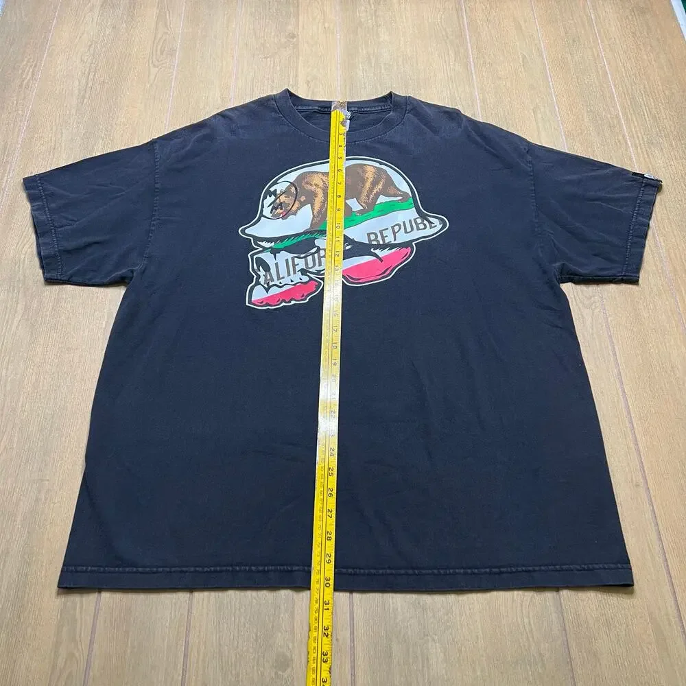 Y2K Metal Mulisha California‎ Republic Black Graphic T-Shirt size XL vintage